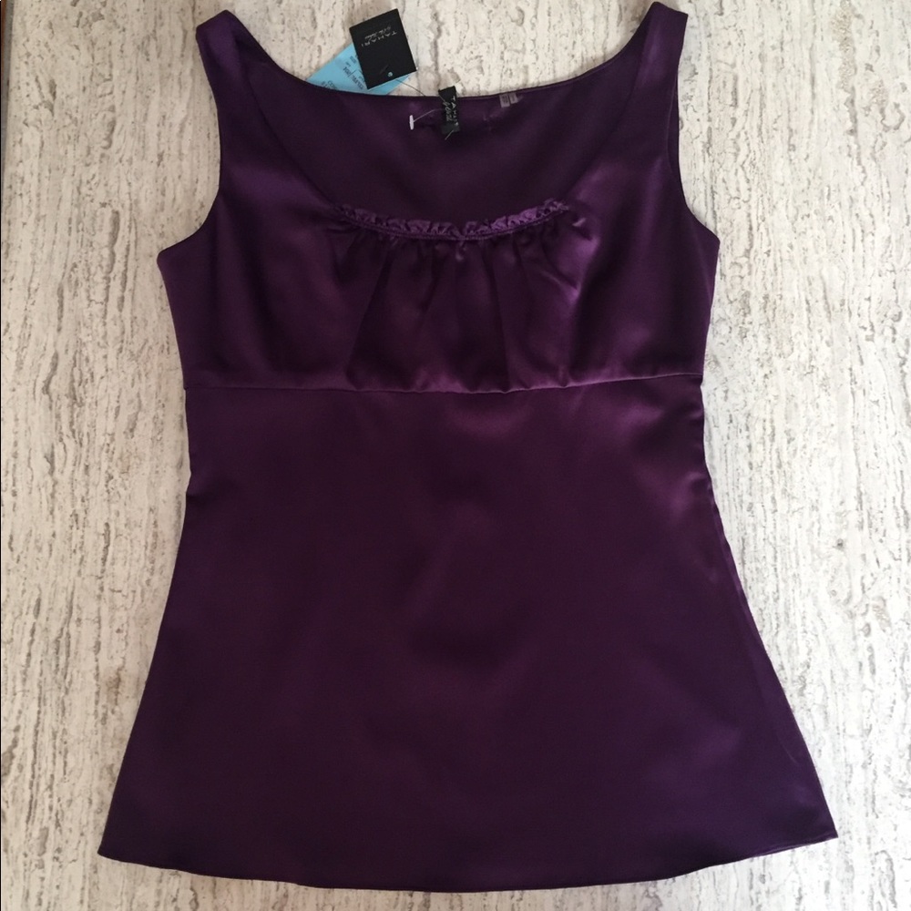 NWT Tahari purple satin blouse - size XS